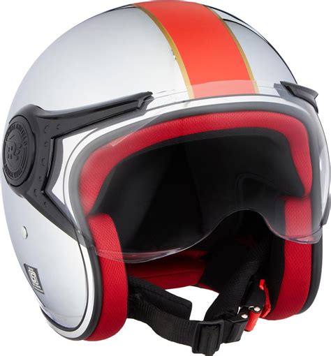 Royal Enfield Open FACE with Visor Helmet Chrome Helmet Chrome RED (L ...
