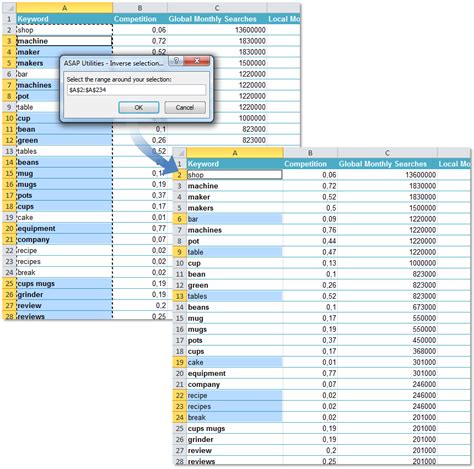 Invert Range Selection... | Extra features for Excel