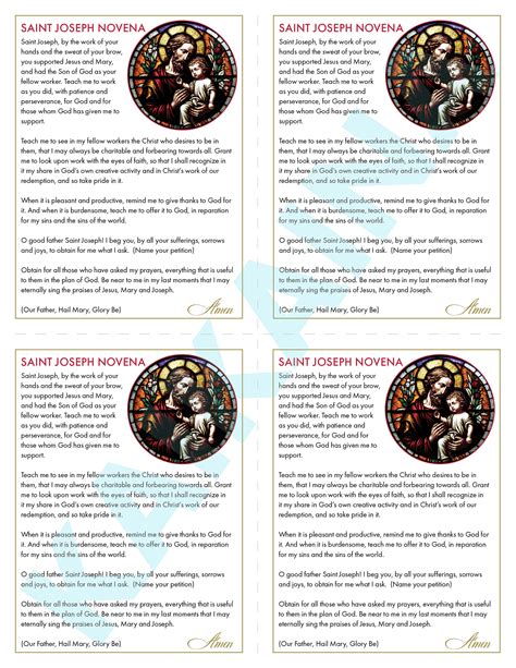 Saint Joseph Novena Prayer Card 4 on a Page - Digital Download ...