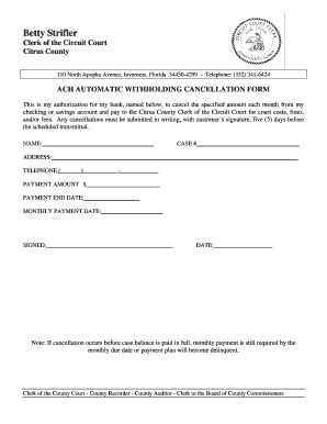 Fillable Online flccoc ACH CANCELLATION FORM - Florida Operations Corp ...