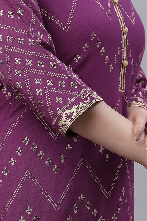 Buy Purple Foil Printed Festive Kurta Online for Woman | Shop for Aurelia