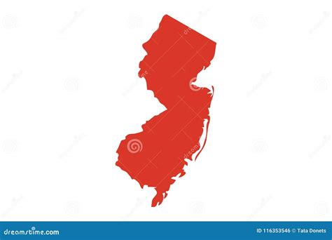State of New Jersey Vector Map Silhouette. Outline NJ Shape Icon or Contour Map of the State of ...