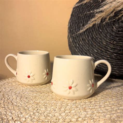 Buy Pink & White Flower Mug Set of 2 | Ceramic Mugs – Decor Doers