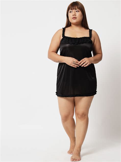 Klamotten Women's Plus Size Black Honeymoon Babydoll Lingerie 77K