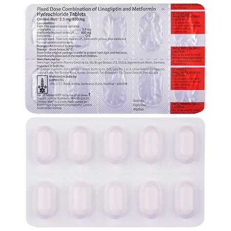 Ondero Met 2.5 mg/850 mg - Strip of 10 Tablets : Amazon.in: Health ...