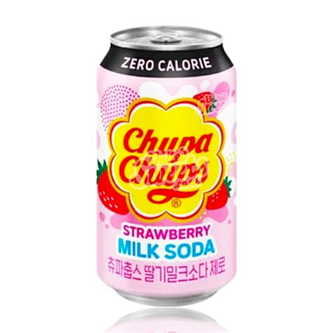 Dated-Chupa Chups Strawberry Milk Soda Zero Calorie 345ml (Best Before ...
