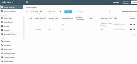 School ERP Homework Management System | Kalvisalai - Streamline ...
