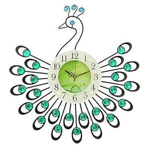 Buy eCraftIndia Diamond Series Peacock Design Iron Wall Clock (19" x 19 ...
