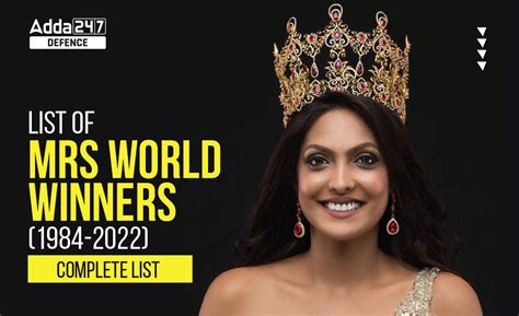 List of Mrs World Winners (1984-2022), Complete List