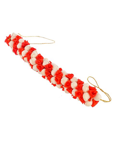 Buy Red Floral and White Mogra Veni Hair Accessory for Women Online at ...