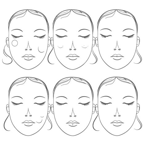 Facial Shape Set Of Drawings For Skin Care Skin Care Outline Sketch ...