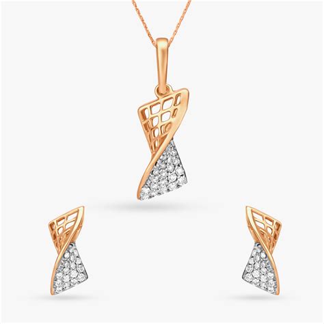 Lovely Geometry Diamond Pendant and Earrings Set