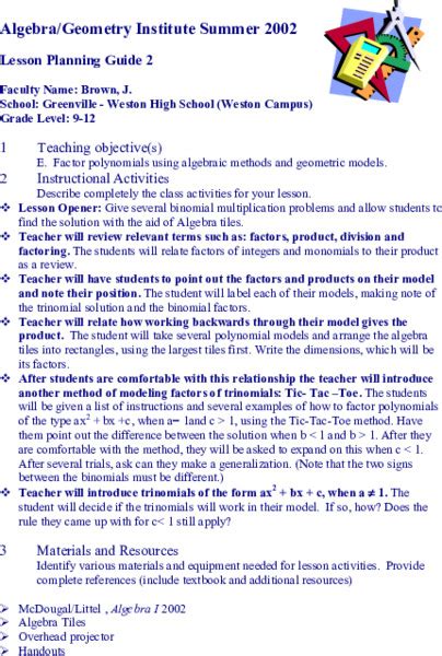 Grade 10 Week 6 Math Lesson Factoring Polynomial 的图像结果