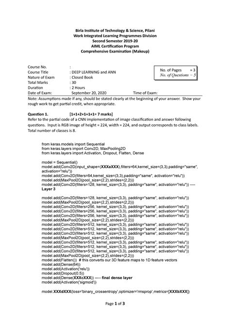 AIML C6 Makeup Paper Questions t be referred - Birla Institute of ...