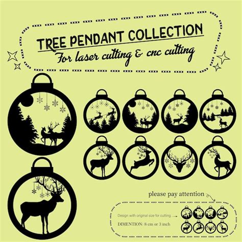 Tree pendant collection for laser cutting | Premium Vector