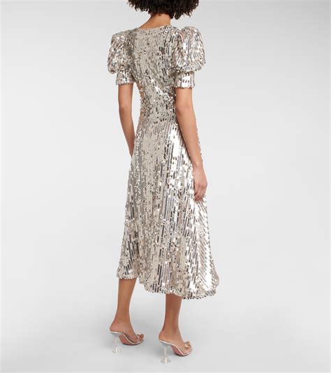 Sierina sequined midi dress in silver - Rotate | Mytheresa