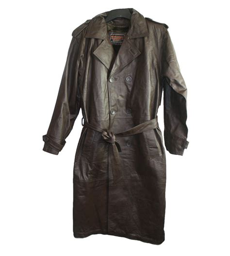 Brown Leather Trench Coat Men
