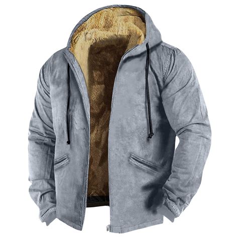 Susanny Windproof Fleece Jacket Men Sherpa Lined Western Hooded Flannel ...