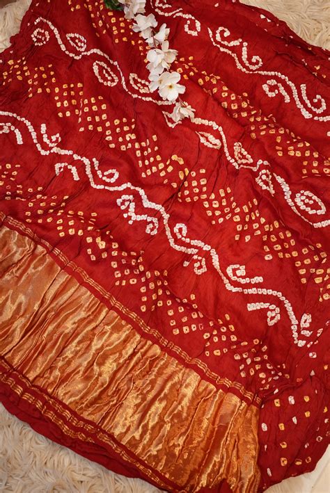 Bandhani Saree on Modal Gajji Fabric with Bundi Bandhej & Lagdi Patta ...