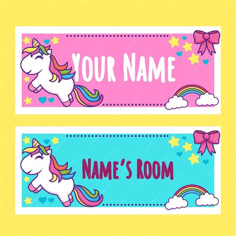 Premium Vector | Cute Unicorn Name Sign for Kid, Fit for Name Tag or ...