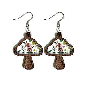 Buy Dsimple® Wooden Mushroom Acrylic Splicing Earrings, Versatile ...