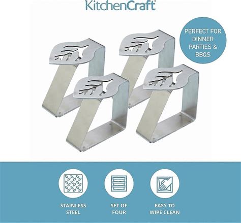 4 sarjaa keittiön pöytäliinapidikkeet (4,6 x 4,9 cm, hopea ...