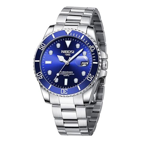 NIBOSI Men's Watches Analog Quartz Green Dial Stainless Steel Watches ...