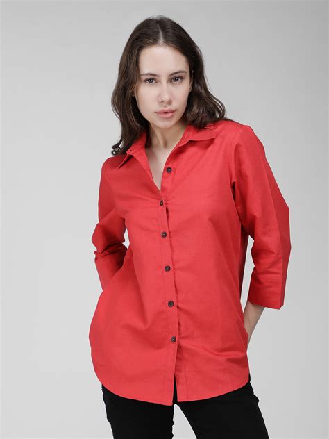 Women's red linen shirt - IDK Couture – IDK® Couture