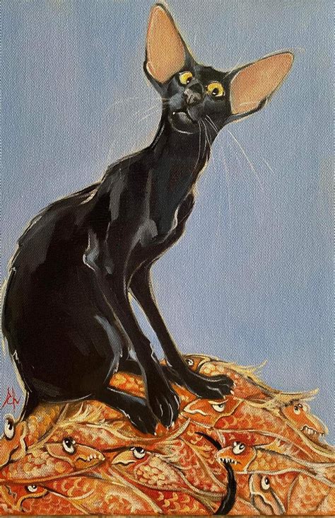 Black Cat Acrylic Painting