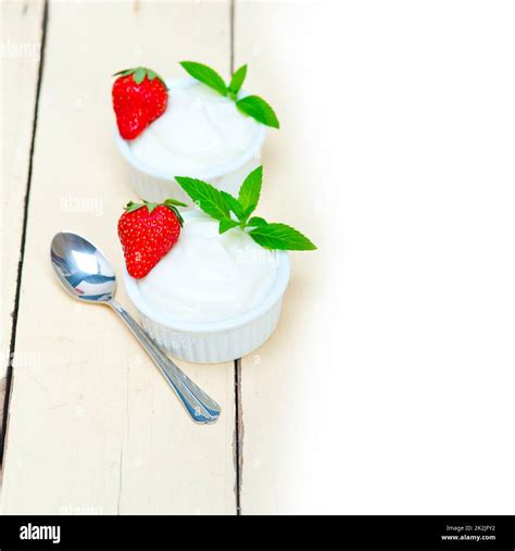 organic Greek yogurt and strawberry Stock Photo - Alamy
