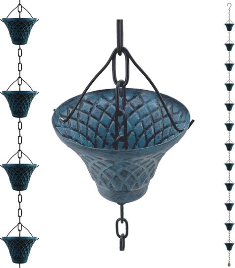 Buy Upgraded] Bell 8.5FT Antique Sky-Blue (Dual) Rain Chains for Drain ...