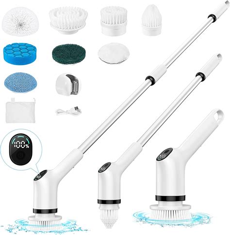 Electric Spin Scrubber, Upgrade LED Display 12 in 1 Cordless Cleaning ...