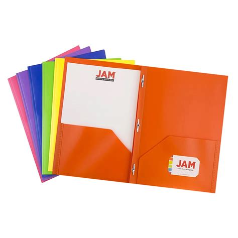 JAM Paper 2-Pocket Plastic Folders with Fastener Clasps, Multicolored ...