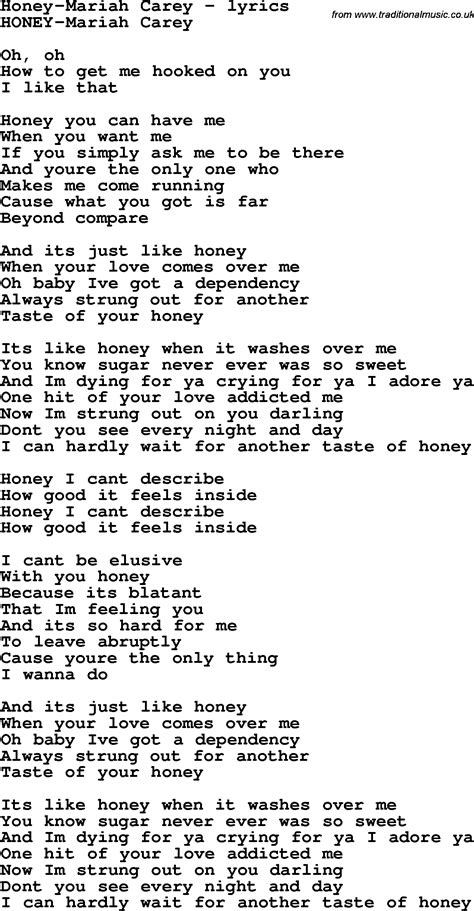 Love Song Lyrics for:Honey-Mariah Carey