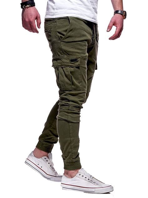 Men Elastic Waist Ankle-Tied Cargo Pants - Walmart.com | Cargohose ...