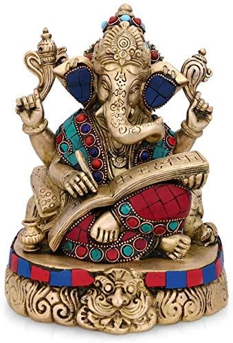 Buy CraftVatika Shubh Labh Writing Ganesha Brass Idol Lord Hindu ...