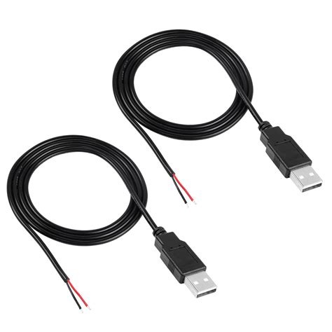 RIIEYOCA 2Pcs USB 2.0 Male Plug 2pin Bare Wire,USB Power Data Cable DIY ...