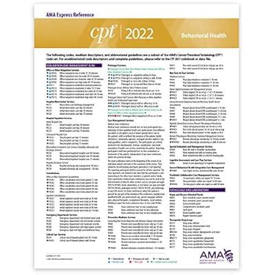 Buy CPT Express Reference Coding Card 2022: Behavioral Health Online at ...