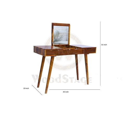 Solid Wood Dressing Table with Folding Mirror and 2 Drawer for Living ...