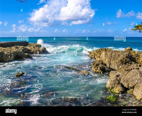 Rocks and strong waves crashing on rocks in the wild north coast of ...