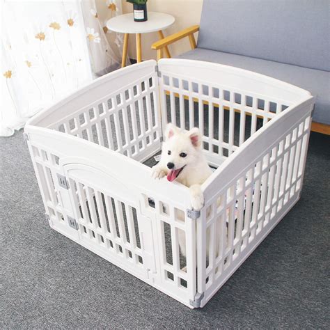 Gupamiga Pet Playpen with Mesh Fabric Top Cover Foldable Gate for Dogs ...