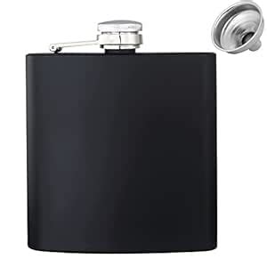 Buy Hip Flask for Liquor 1PCS Black Thin Flasks with Silver Cap 6oz ...