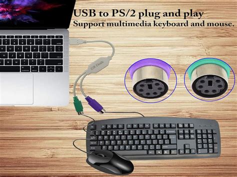 GR Deals PS/2 to USB Cable Active USB to Dual PS/2 Adapter Keyboard ...