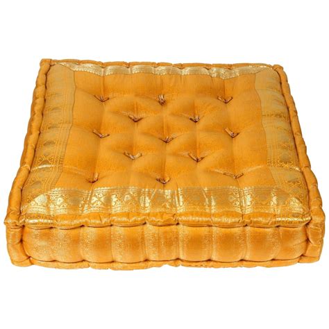 Moroccan Oversized Yellow and Gold Tufted Floor Pillow Cushion ...