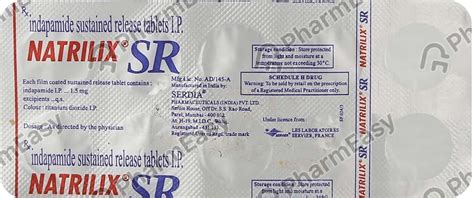 Natrilix Sr 1.5 MG Tablet (10): Uses, Side Effects, Price & Dosage ...