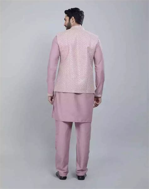 Light Pink Heavy Thread and Sequence Work Kurta Jacket Set – South ...