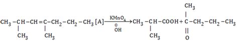 Compound A on oxidation with hot KMnO4/ overset-OH gives two compound ...