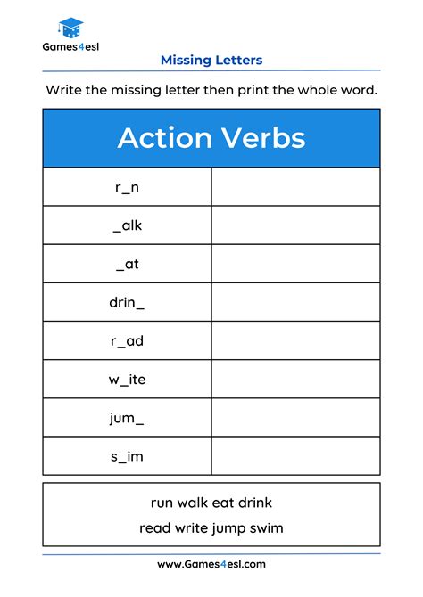 Missing Letter Worksheets | Games4esl