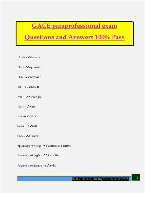 GACE paraprofessional exam Questions and Answers 100% Pass - GACE ...