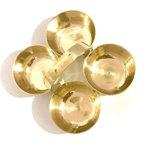 Buy YADNESH Brass Small Chowmukh 4 Holder Patra for Puja/Pooja/Prayer ...